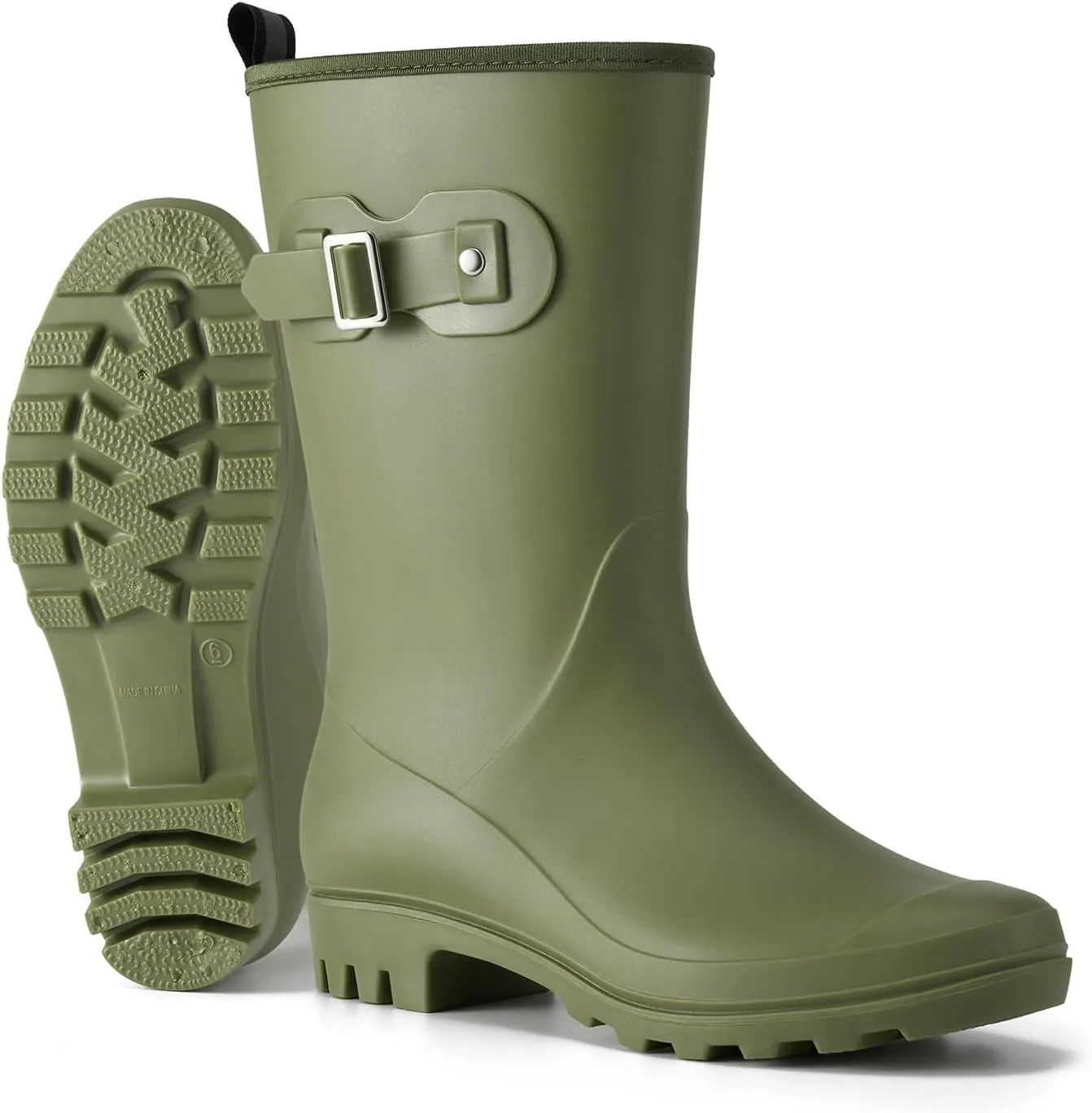 HISEA Mid-calf Rubber Rain Boots for Women Waterproof Wellington Boots for Outdoor
