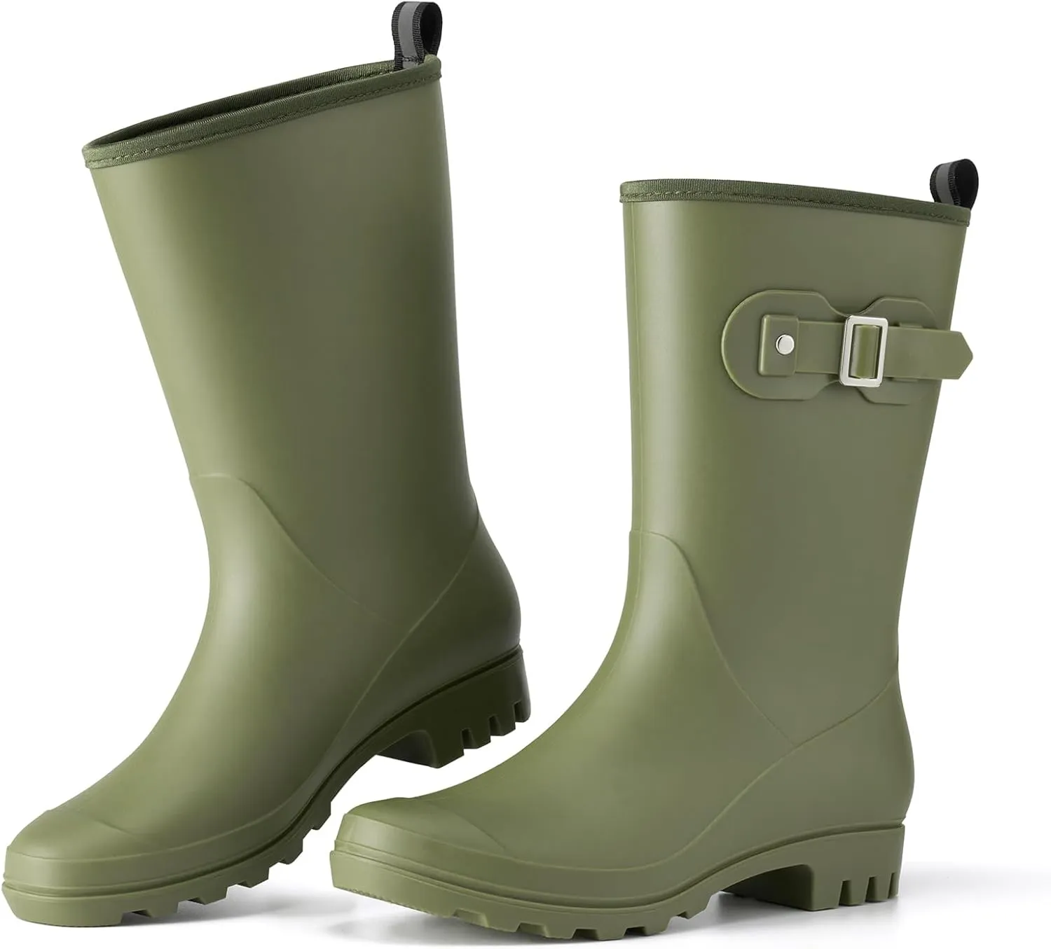 HISEA Mid-calf Rubber Rain Boots for Women Waterproof Wellington Boots for Outdoor