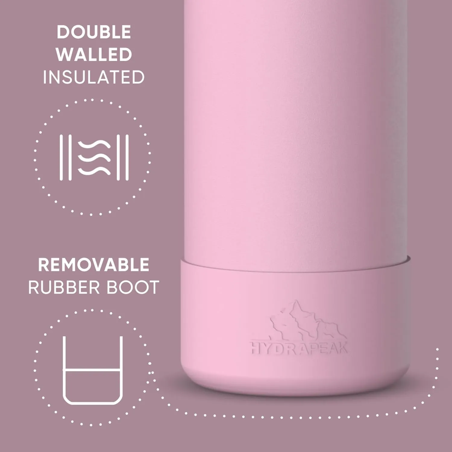 Hydrapeak 26oz Sport Insulated Water Bottle with Chug Lid, Leak & Spill Proof, Keeps Drinks Cold for 24 Hours, Hot for 12 Hours, Premium Stainless Steel Water Bottles (26oz, Cotton Pink)