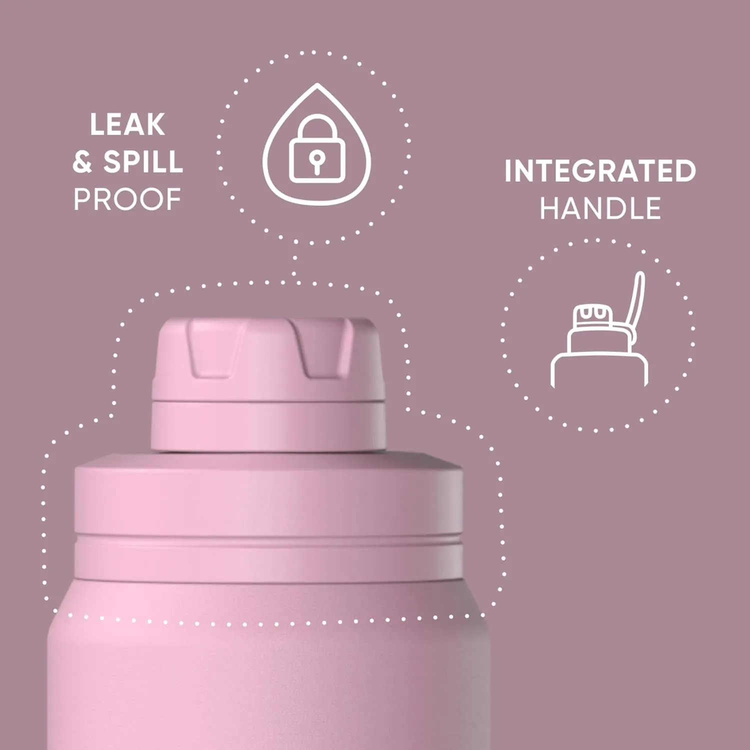 Hydrapeak 26oz Sport Insulated Water Bottle with Chug Lid, Leak & Spill Proof, Keeps Drinks Cold for 24 Hours, Hot for 12 Hours, Premium Stainless Steel Water Bottles (26oz, Cotton Pink)