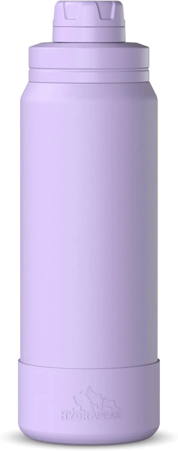 Hydrapeak 26oz Sport Insulated Water Bottle with Chug Lid, Leak & Spill Proof, Keeps Drinks Cold for 24 Hours, Hot for 12 Hours, Premium Stainless Steel Water Bottles (26oz, Lavender)