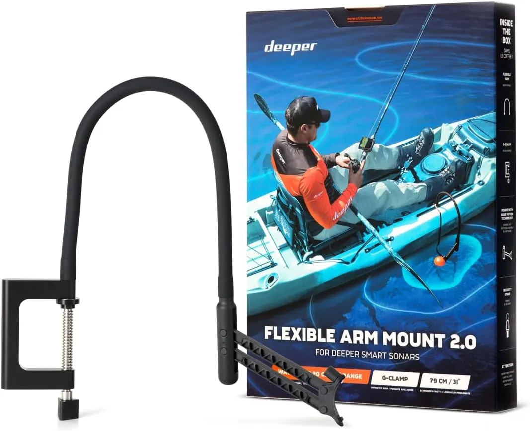 ITGAM0007 Deeper Flexible Arm Mount 2.0 for Boats/Kayaks, Black , 80cm