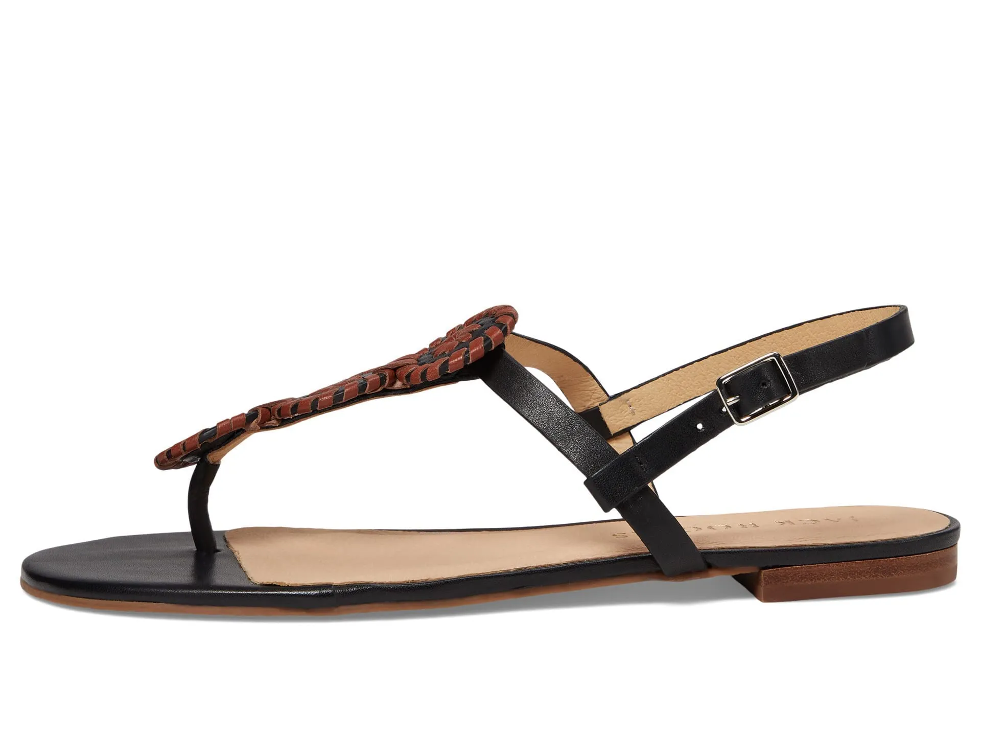 Jack Rogers Women's Walsh Sandal Flat, Black/Luggage, 10