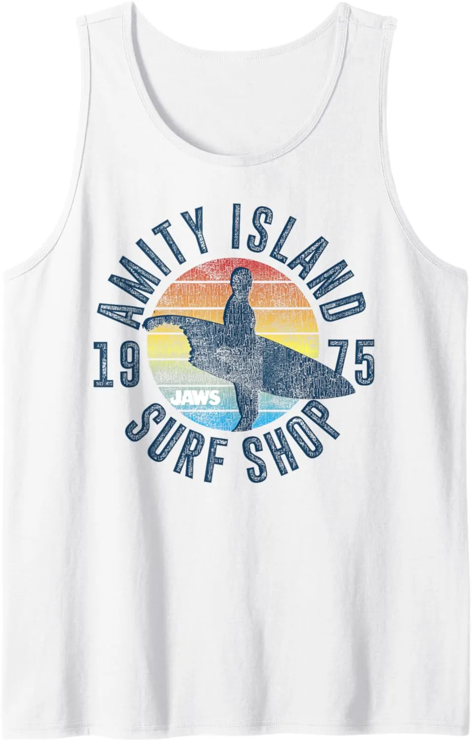 Jaws Amity Island Surf Shop 1975 Retro Logo Tank Top