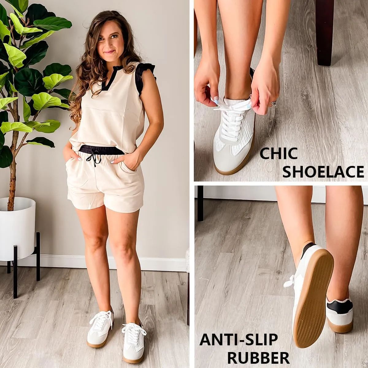 JENN ARDOR Womens Fashion Sneakers Casual Tennis Dress Shoes for Womens Lace-up Round Toe Comfortable Walking Flats Low Top Trendy