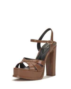 Jessica Simpson Women's Giddings Block Heel Platform Sandal Heeled, Caramel, 8.5