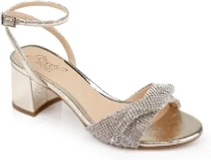 Jewel Badgley Mischka Ansley Metallic Mesh Block Heel