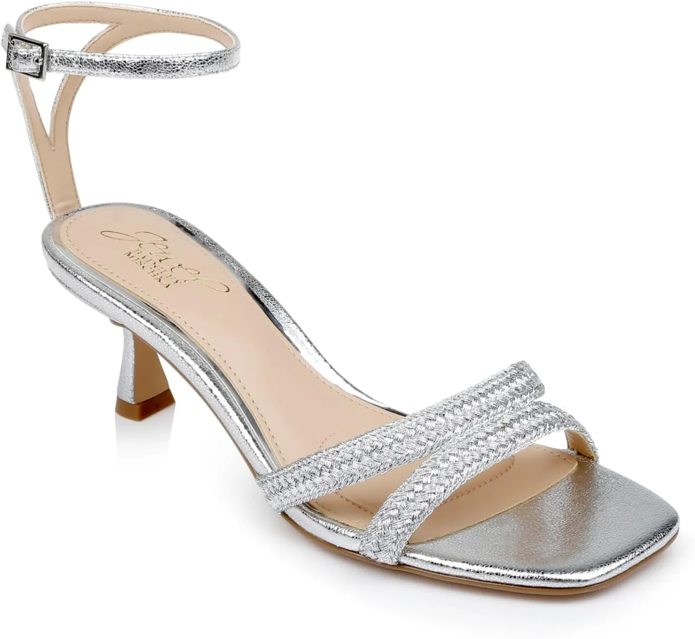 Jewel Badgley Mischka Hayzel Metallic Kitten Heel Sandal