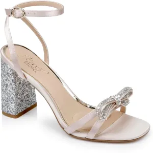 Jewel Badgley Mischka Hillary Block Heel Sandal with Rhinestone Bow