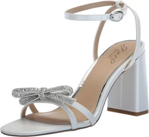 Jewel Badgley Mischka Hillary Block Heel Sandal with Rhinestone Bow