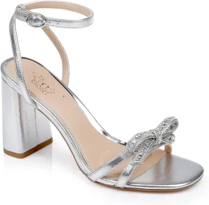Jewel Badgley Mischka Hillary Block Heel Sandal with Rhinestone Bow