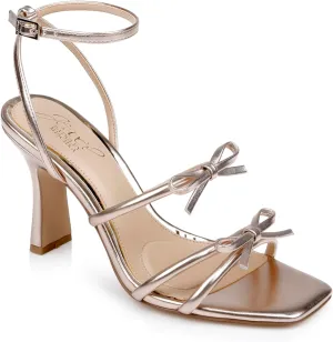 Jewel Badgley Mischka Kiyomi II Metallic Delicate Sandal with Bow Straps