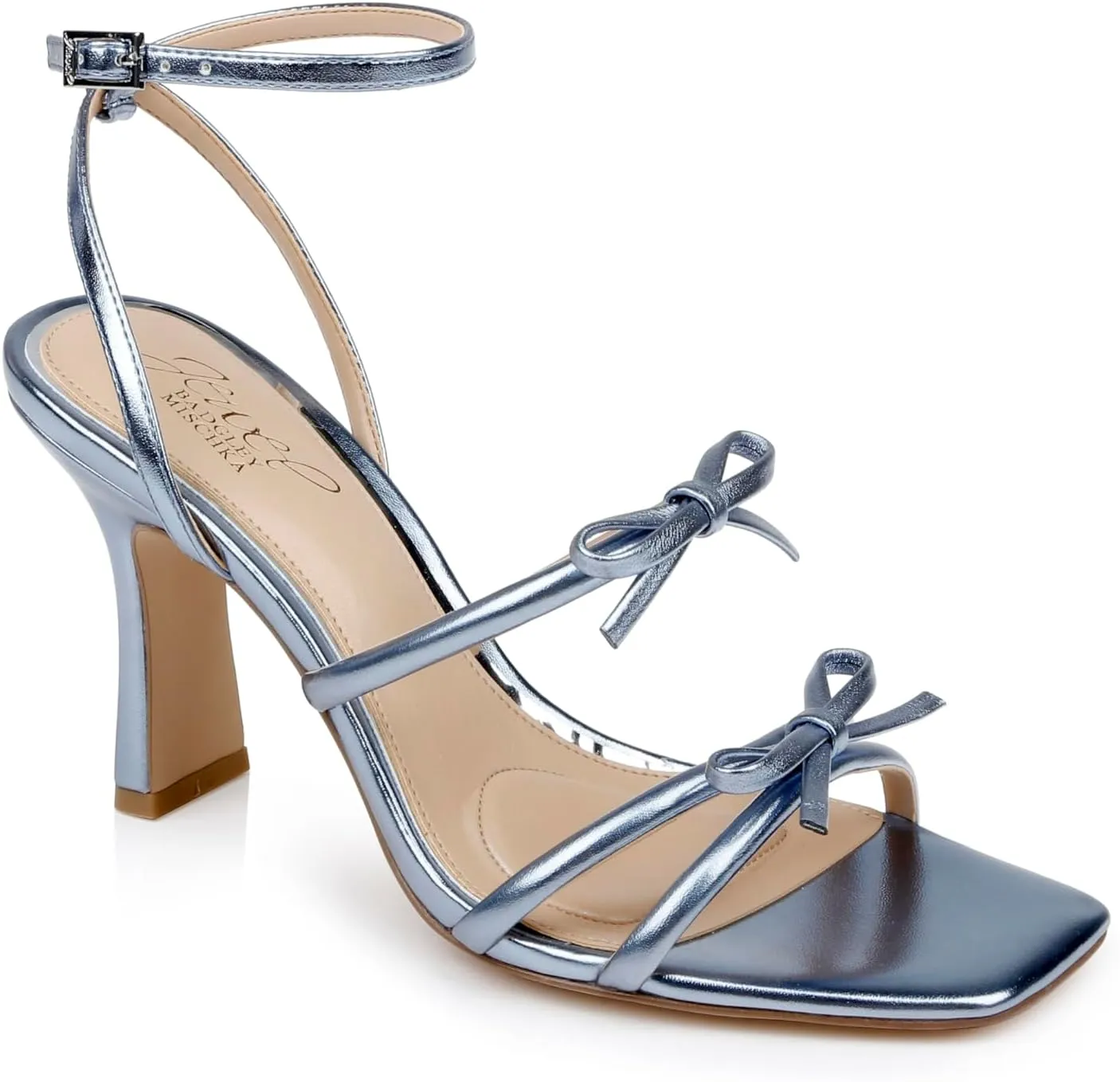 Jewel Badgley Mischka Kiyomi II Metallic Delicate Sandal with Bow Straps