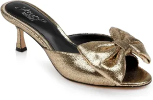 Jewel Badgley Mischka Kora Kitten Heel Mules with Large Bow