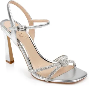 Jewel Badgley Mischka Madison Stiletto Sandals with Rhinestone Knot Detail