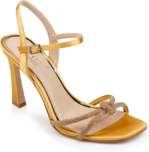 Jewel Badgley Mischka Madison Stiletto Sandals with Rhinestone Knot Detail