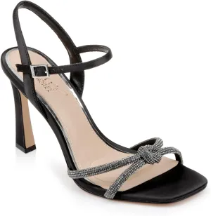 Jewel Badgley Mischka Madison Stiletto Sandals with Rhinestone Knot Detail