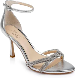 Jewel Badgley Mischka Vani Glitter Straps Stiletto Heels