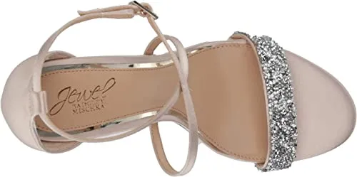 Jewel Badgley Mischka Women's Nanna Heeled Sandal, Champagne Satin, 11 Medium US