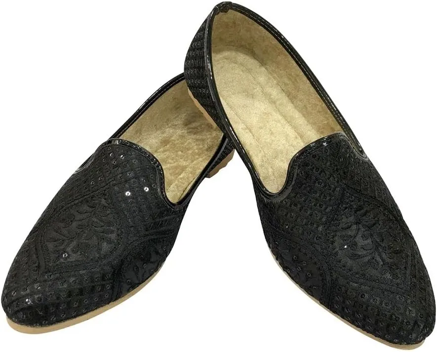Jutti for Men Black Traditional Handmade Mojari Punjabi Juti Bridal Shoes Ethnic Mojari Indian Shoes