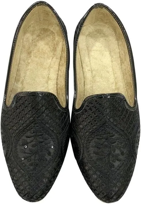 Jutti for Men Black Traditional Handmade Mojari Punjabi Juti Bridal Shoes Ethnic Mojari Indian Shoes