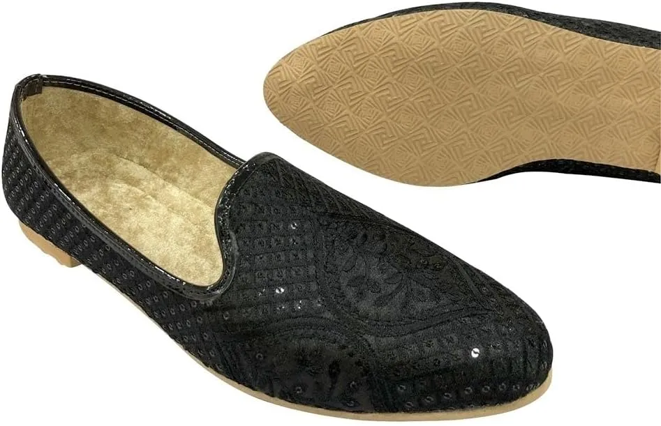 Jutti for Men Black Traditional Handmade Mojari Punjabi Juti Bridal Shoes Ethnic Mojari Indian Shoes