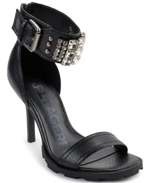 KARL LAGERFELD PARIS Women's Open-Toe Malinda Lug-Sole Heeled Sandal, Black, 10