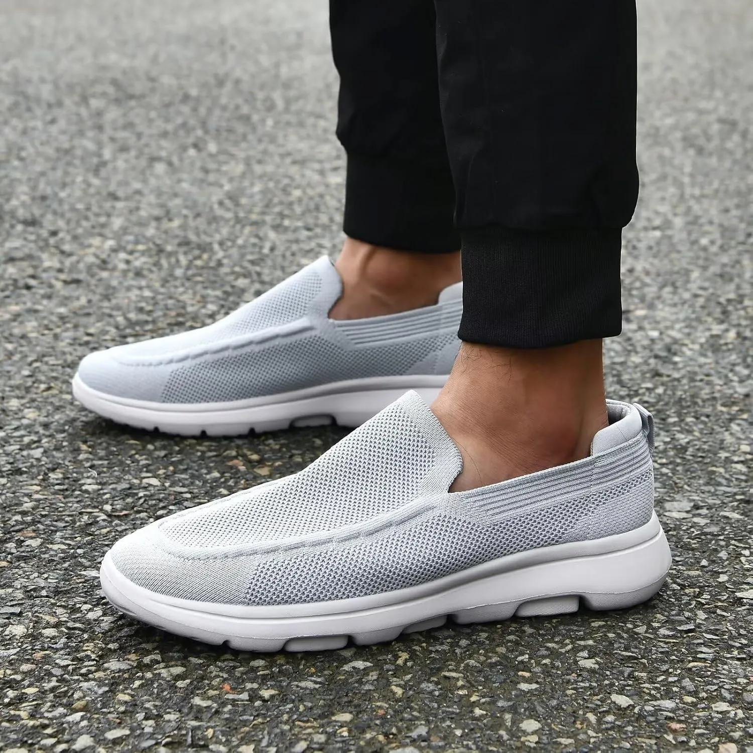 konhill Men's Walking Shoes Slip on Loafers- Mesh Casual Tennis Sneaker Breathable Shoes