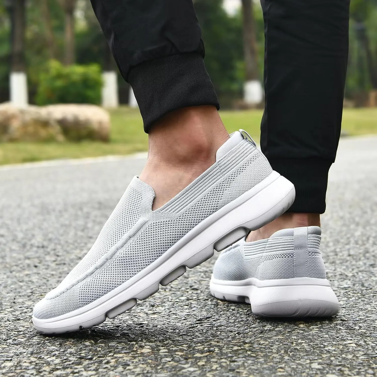 konhill Men's Walking Shoes Slip on Loafers- Mesh Casual Tennis Sneaker Breathable Shoes