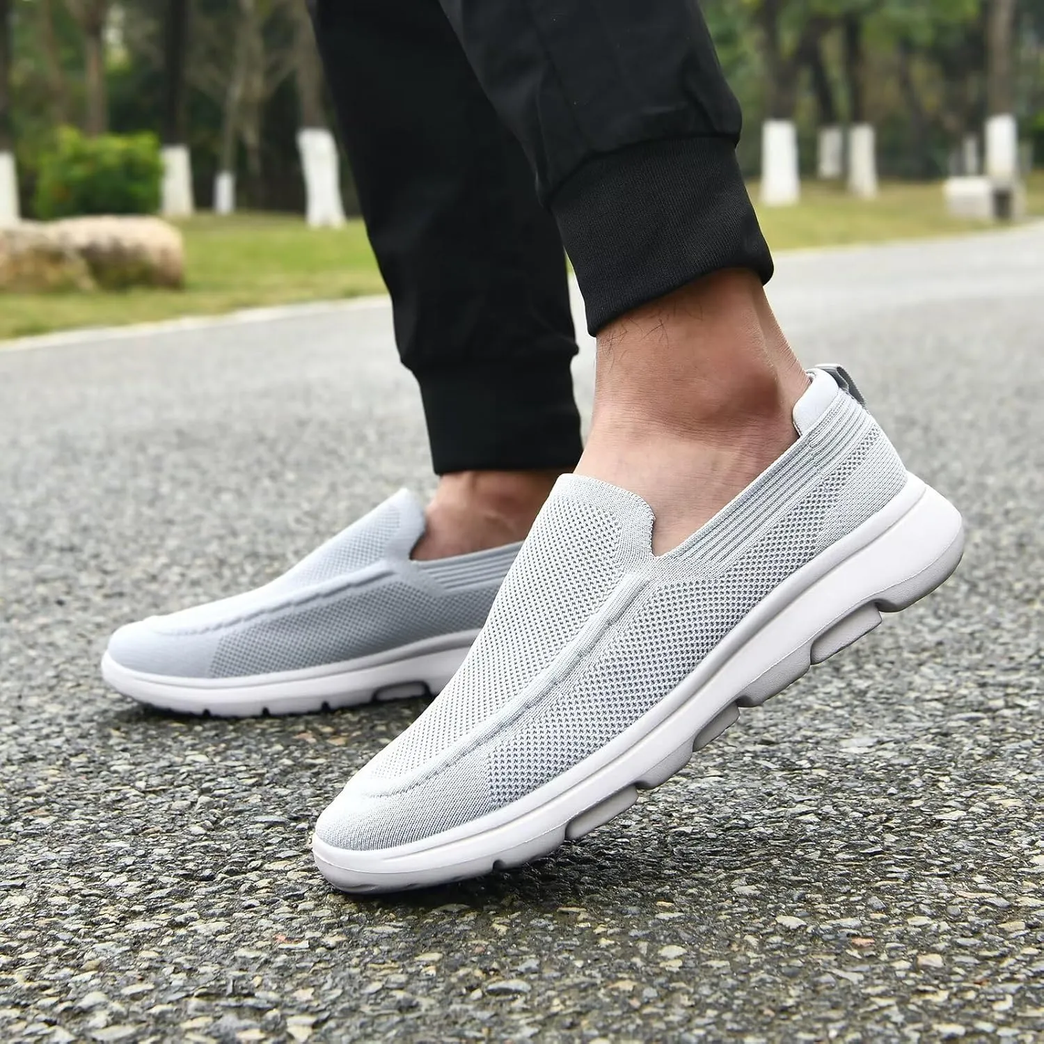 konhill Men's Walking Shoes Slip on Loafers- Mesh Casual Tennis Sneaker Breathable Shoes