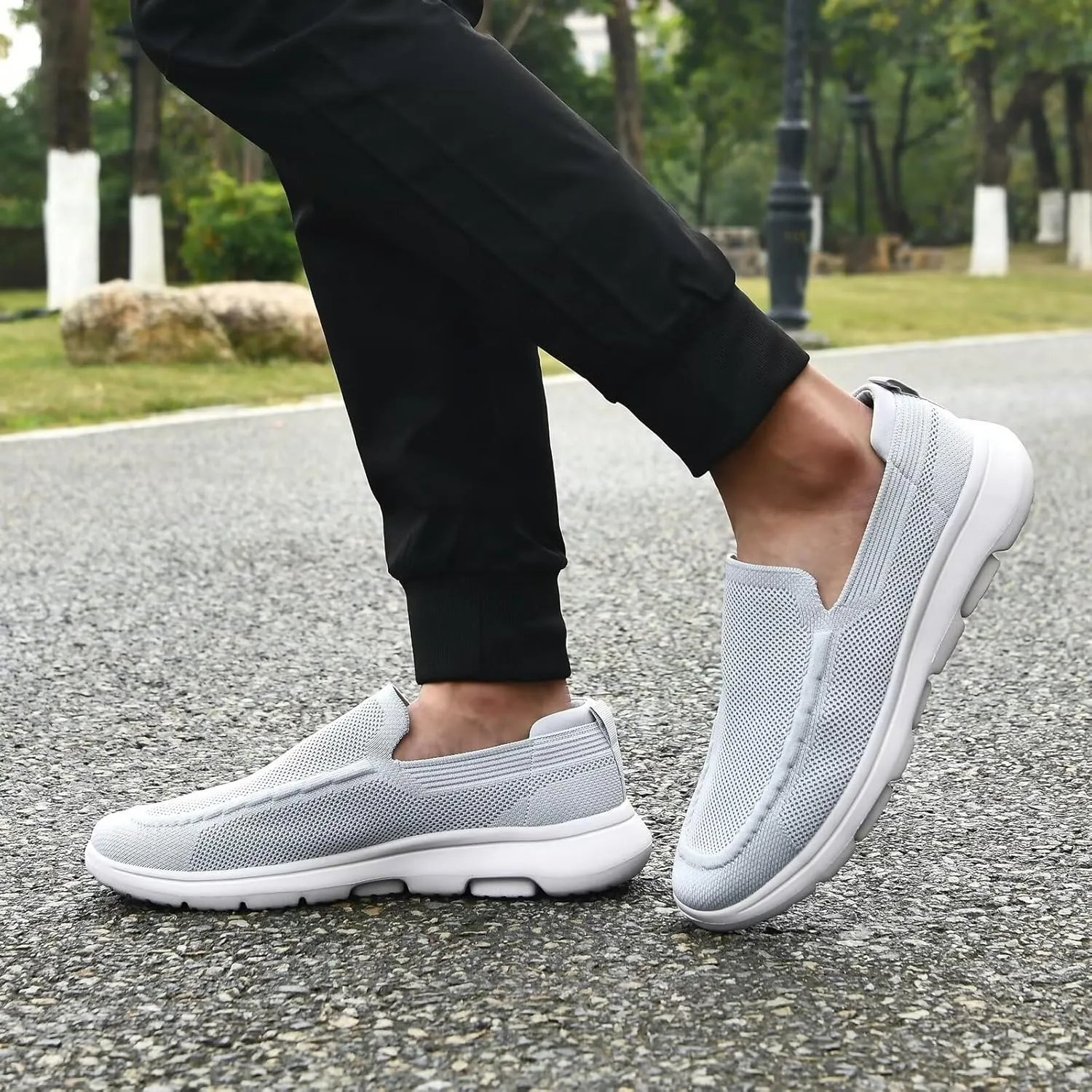 konhill Men's Walking Shoes Slip on Loafers- Mesh Casual Tennis Sneaker Breathable Shoes