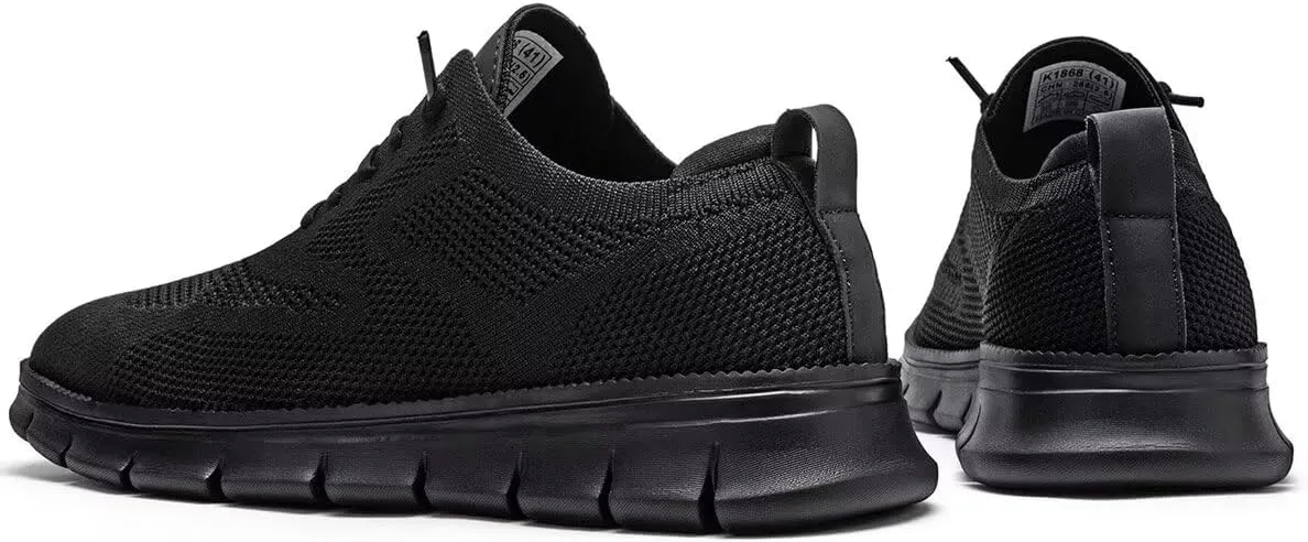 Kundork Men's Casual Dress Shoes Comfort Walking Shoes Mesh Knit Lightweight Breathable Sneakers