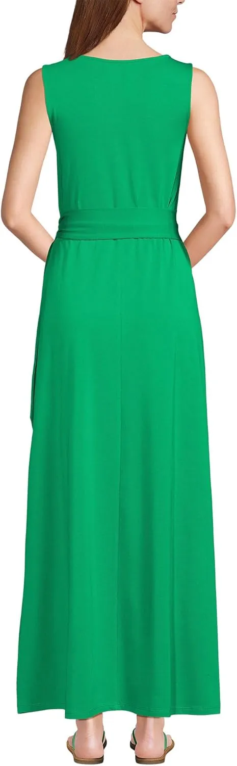 Lands' End Women's Cotton Modal Sleeveless Tie Waist Maxi Dress