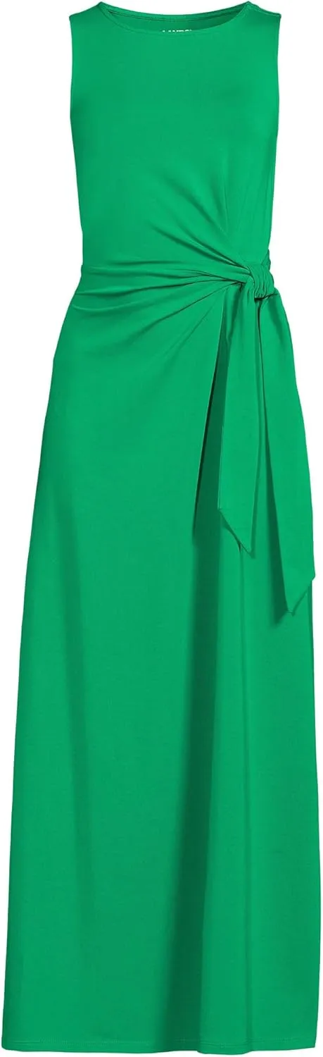 Lands' End Women's Cotton Modal Sleeveless Tie Waist Maxi Dress