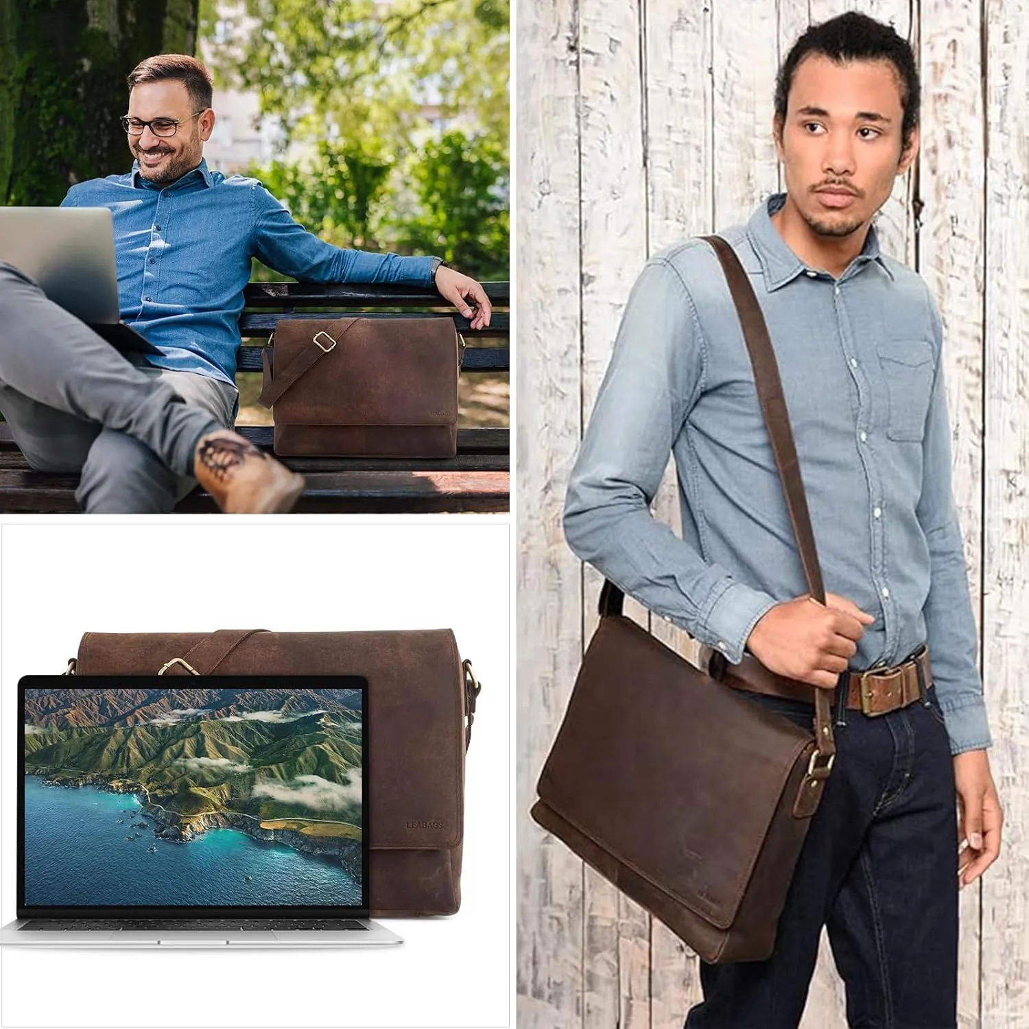 LEABAGS Oxford, Nature Dark Brown