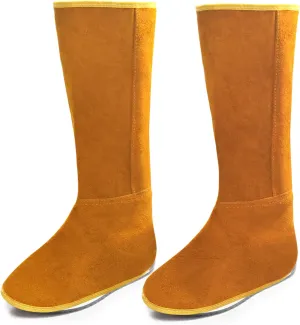 Leather Cowhide Fire Resistant Welding Spats Shoe Protector, Welding Gaiters Safety Boot Feet Covers for Wood Working, Heat and Abrasion Resistant Welder Working Protective for Man and Woman