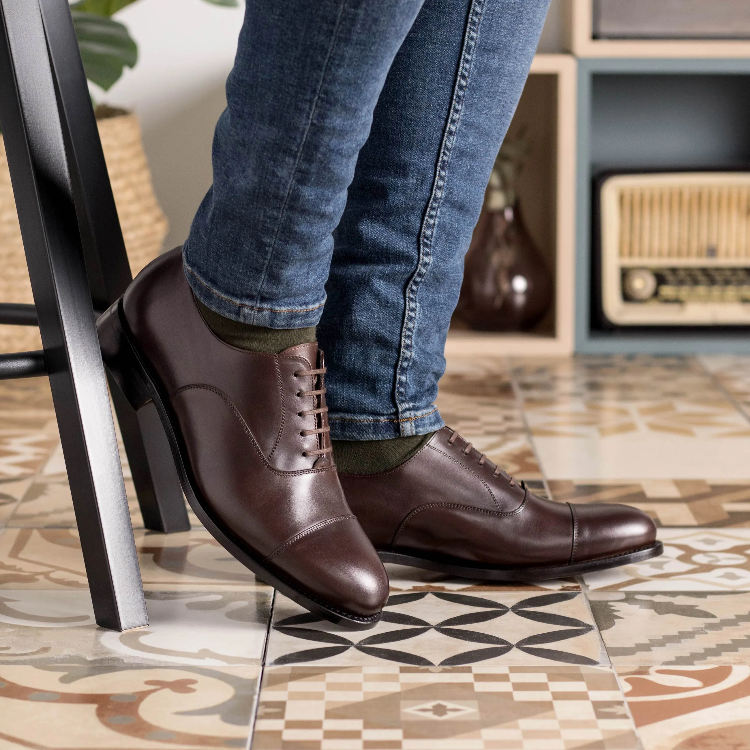 Leather Oxford Zurigo │ Dark Brown - Brown Soles