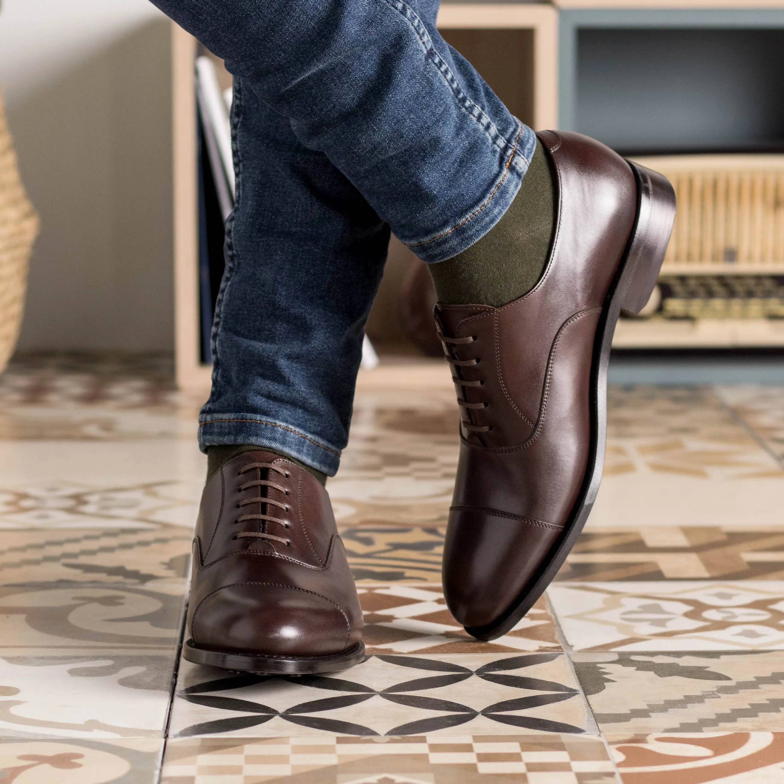 Leather Oxford Zurigo │ Dark Brown - Brown Soles