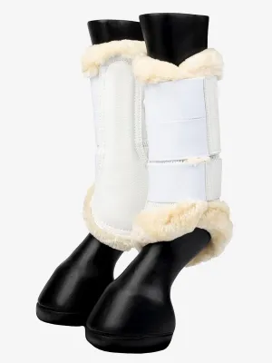 LeMieux Fleece Edged Mesh Brushing Horse Boots - Protective Gear and Training Equipment - Equine Boots, Wraps & Accessories (White - Medium)