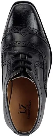 LIBERTYZENO Boys EEL Print Genuine Leather Kids & Toddlers Oxford Dress Shoes for Easter Gift