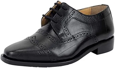 LIBERTYZENO Boys EEL Print Genuine Leather Kids & Toddlers Oxford Dress Shoes for Easter Gift