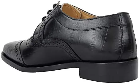 LIBERTYZENO Boys EEL Print Genuine Leather Kids & Toddlers Oxford Dress Shoes for Easter Gift