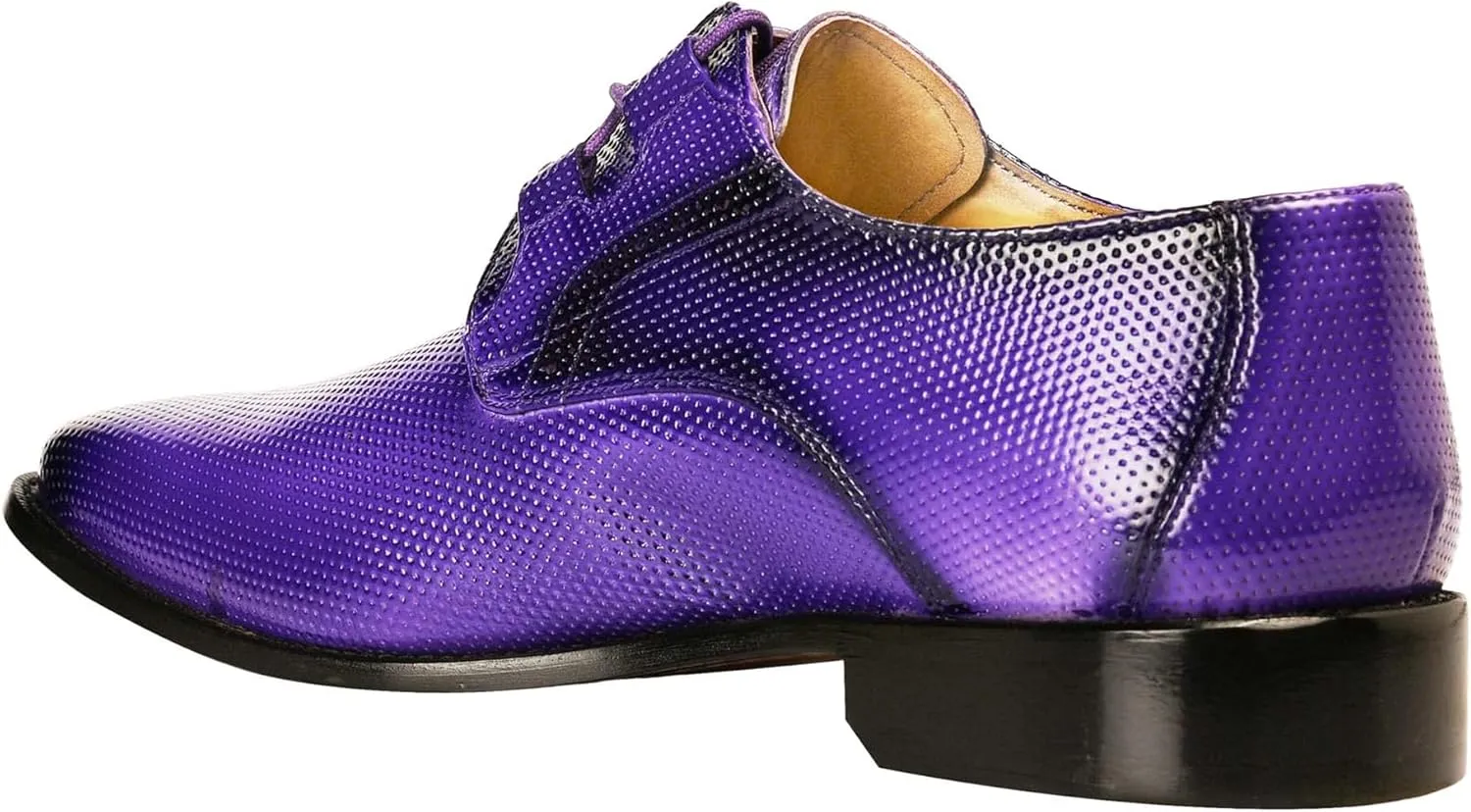 LIBERTYZENO Mens Plain & Animal Print Purple Genuine Leather Adults Slip On & Lace Up Oxford Dress Shoes/Prom Shoes for Prom Graduation