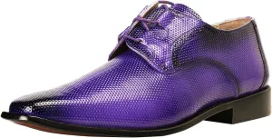LIBERTYZENO Mens Plain & Animal Print Purple Genuine Leather Adults Slip On & Lace Up Oxford Dress Shoes/Prom Shoes for Prom Graduation