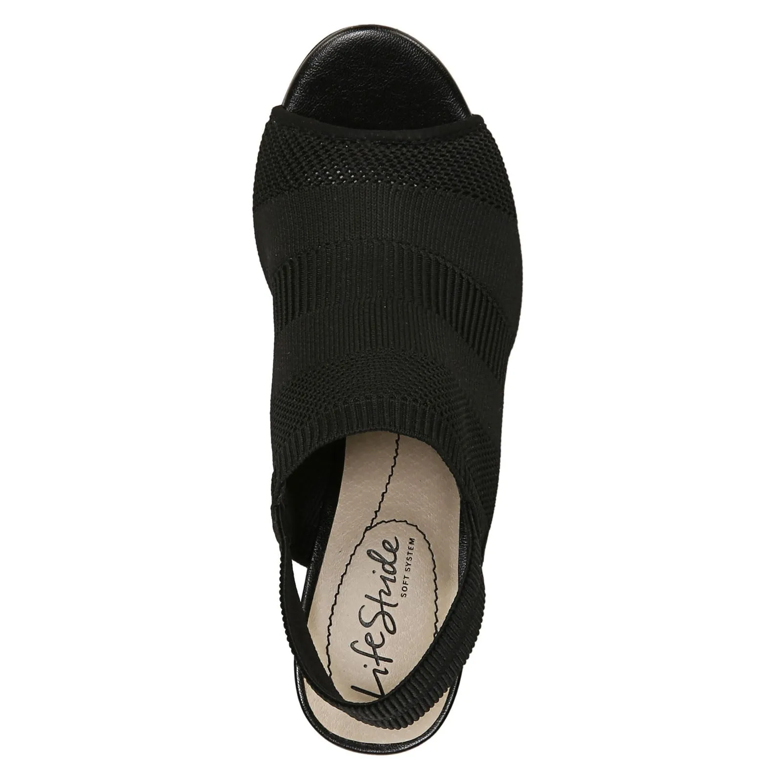 LifeStride Womens Afton Slingback Peep Toe Pump Heeled Sandal, Black, 10 US