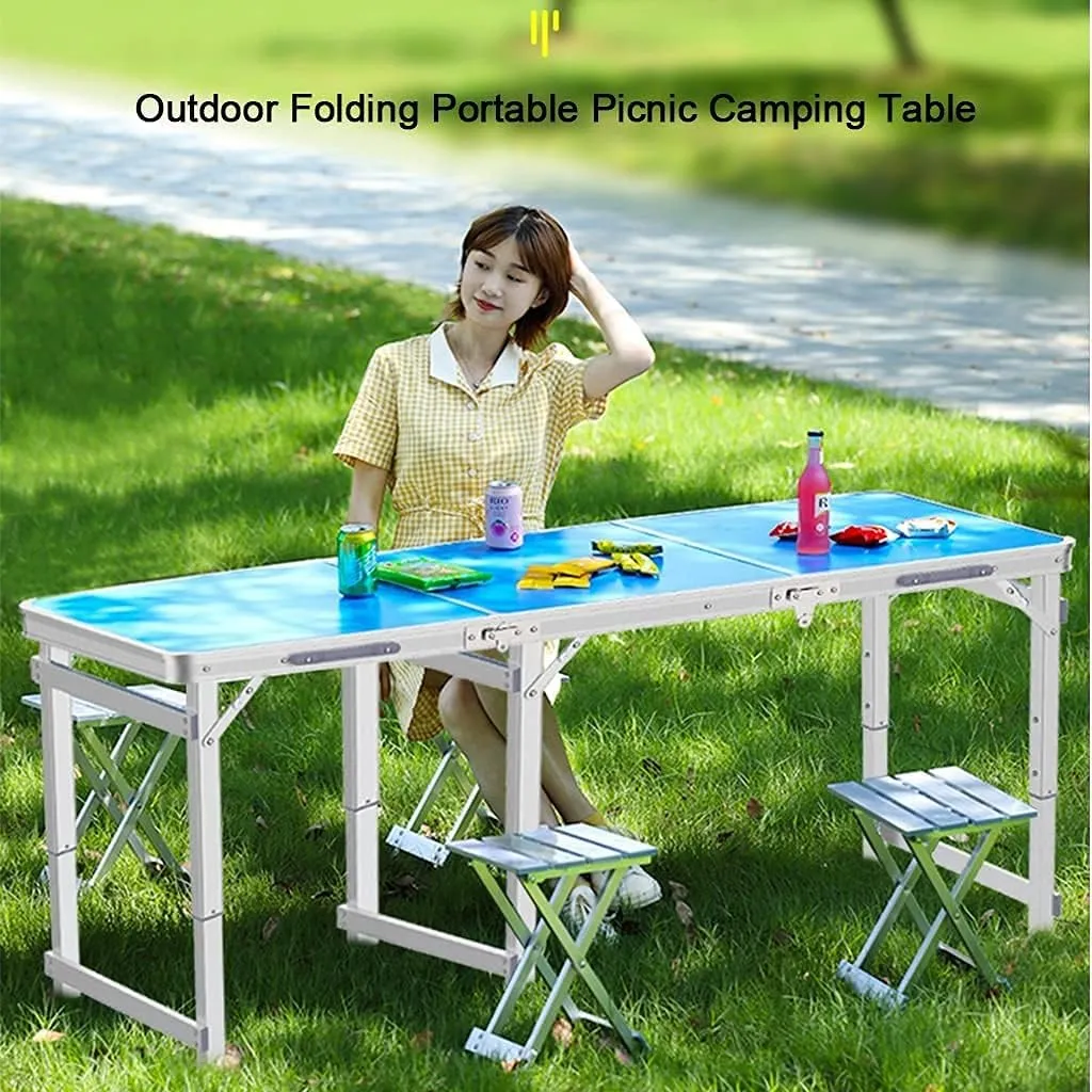 LJYT Picnic Tables Folding with 3 Adjustable Heights, Lightweight Camp Tables Aluminum Table for Outdoor Camping for Picnic, Camp, Beach, Boat