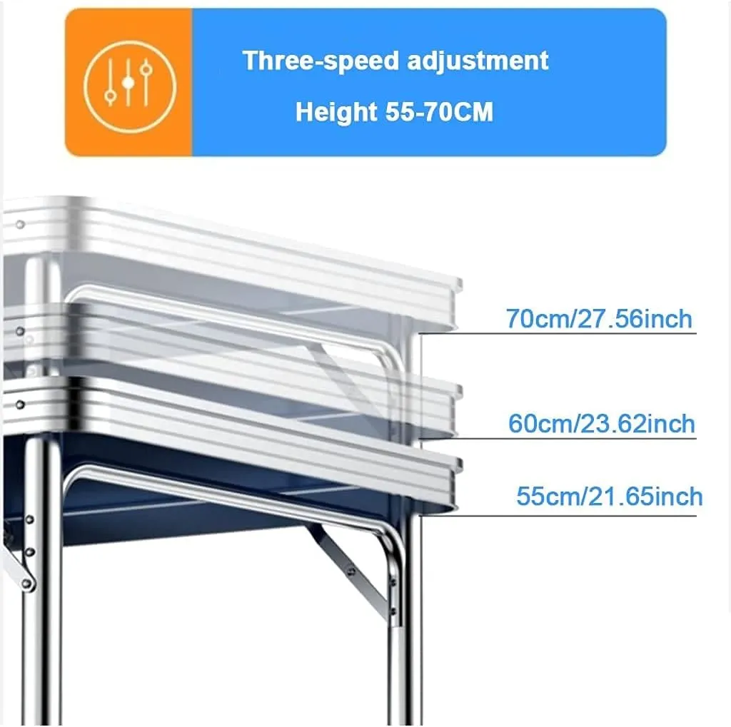 LJYT Picnic Tables Folding with 3 Adjustable Heights, Lightweight Camp Tables Aluminum Table for Outdoor Camping for Picnic, Camp, Beach, Boat