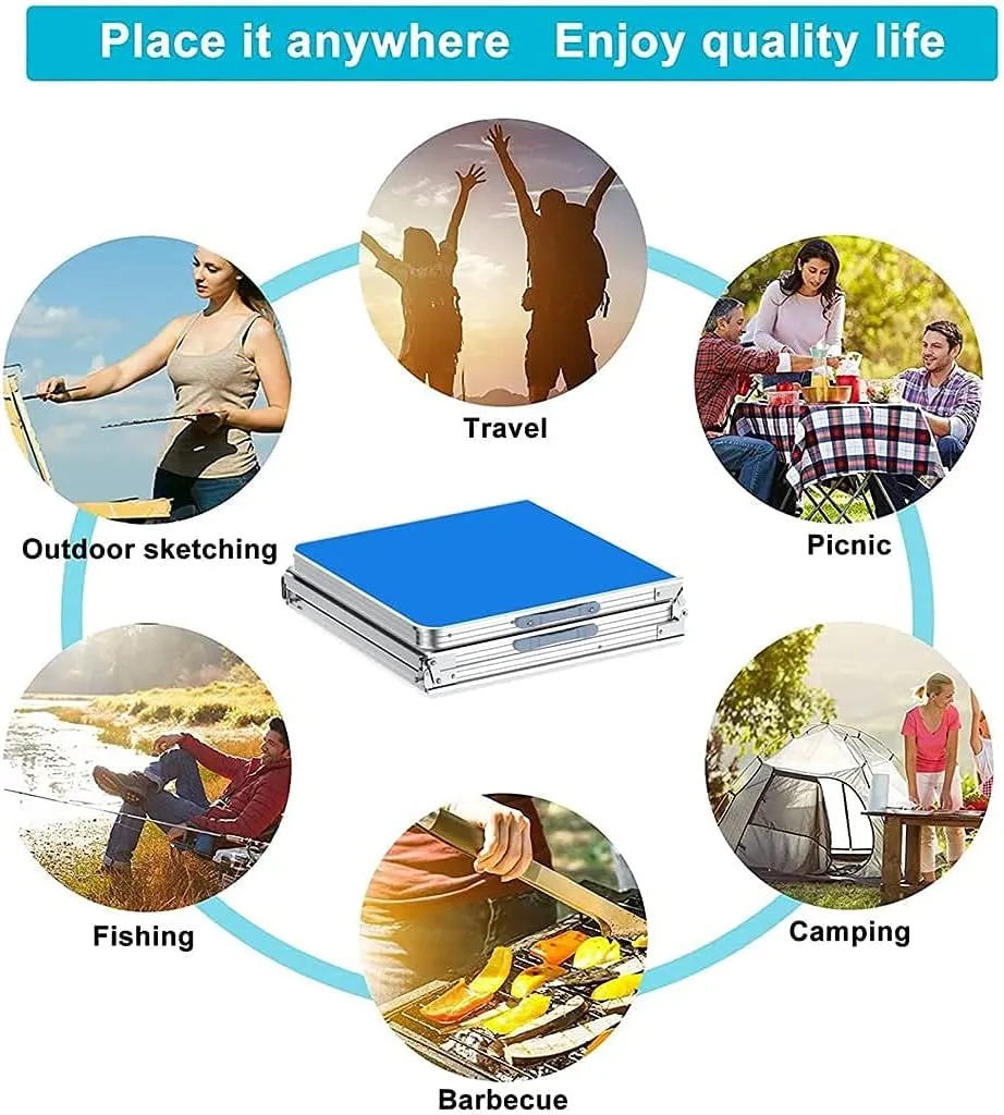 LJYT Picnic Tables Folding with 3 Adjustable Heights, Lightweight Camp Tables Aluminum Table for Outdoor Camping for Picnic, Camp, Beach, Boat