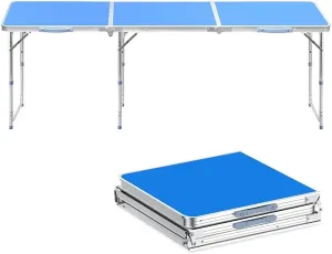 LJYT Picnic Tables Folding with 3 Adjustable Heights, Lightweight Camp Tables Aluminum Table for Outdoor Camping for Picnic, Camp, Beach, Boat