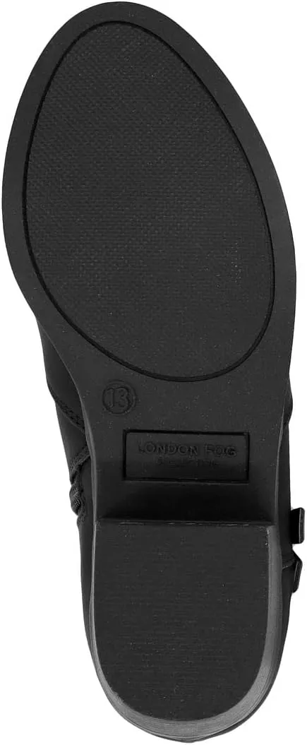 LONDON FOG Girls Black Alley Ankle Boot, Water Resistant, 1 inch Heel, Functioning Zipper